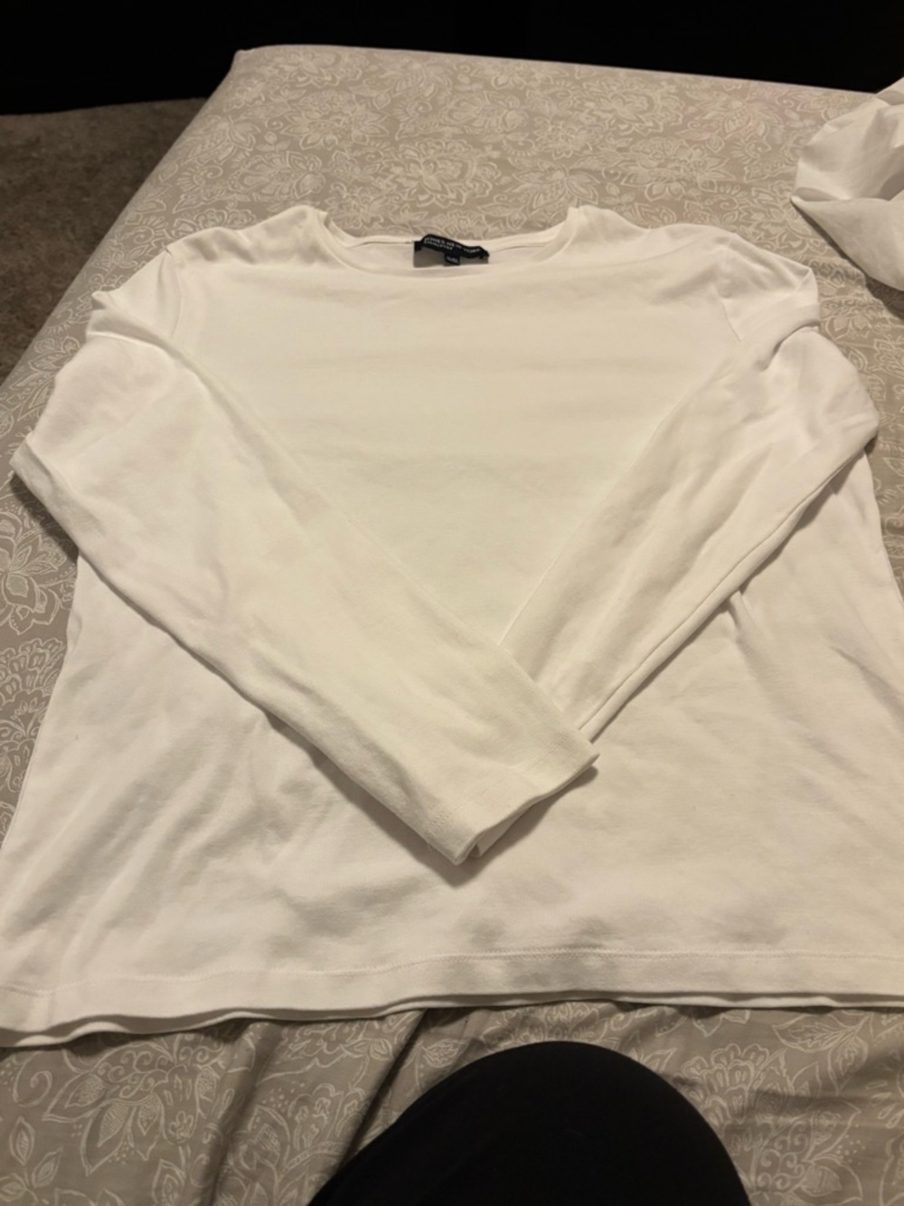 White Long Sleeve Crewneck Top